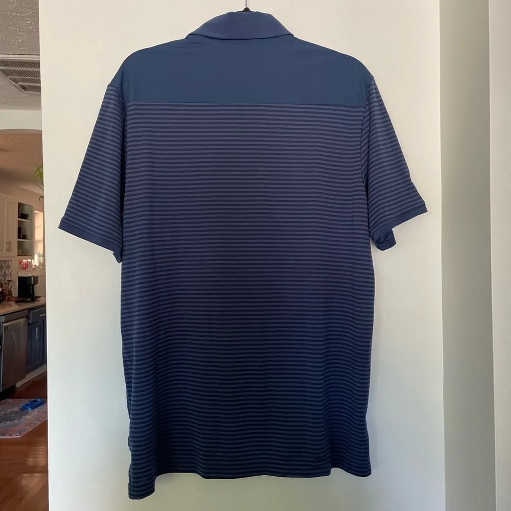 Adidas Old Natchez Country Club - Climachill Navy Tonal Stripe Golf Polo - Sz L​